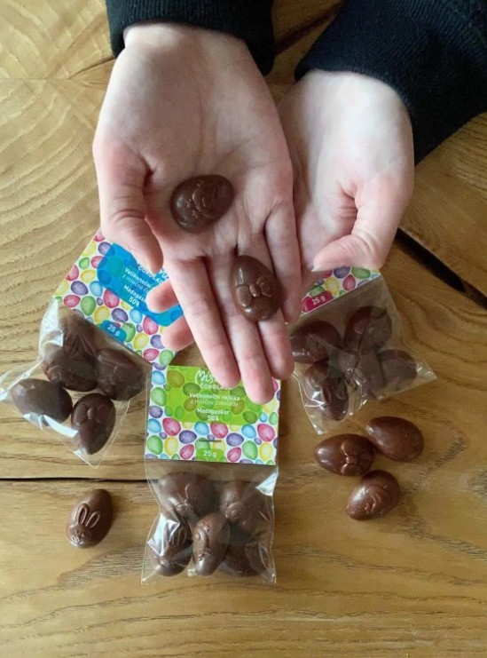 Míšina čokoláda Velikonoční vajíčka zelená, modrá, růžová 25 g