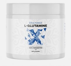 BrainMax L-Glutamin prášek 500 g (podpora střevní bariéry, svalů, antioxidant)