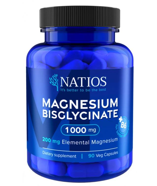 NATIOS Magnesium Bisglycinate 1000 mg + B6, 90 kapslí