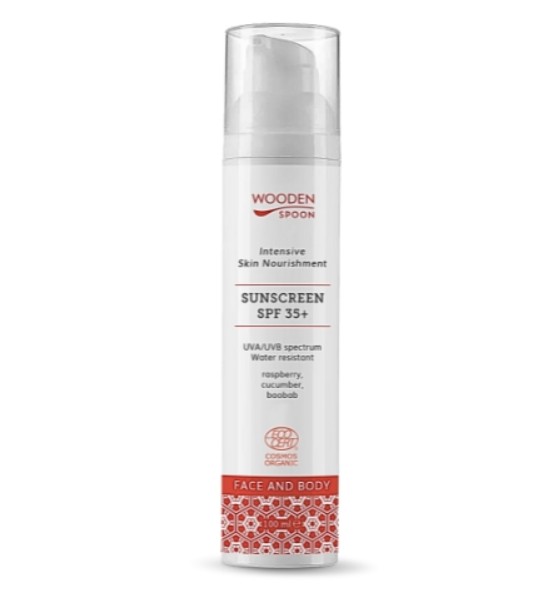 Wooden Spoon Opalovací mléko na tělo a obličej SPF 35+, 100 ml