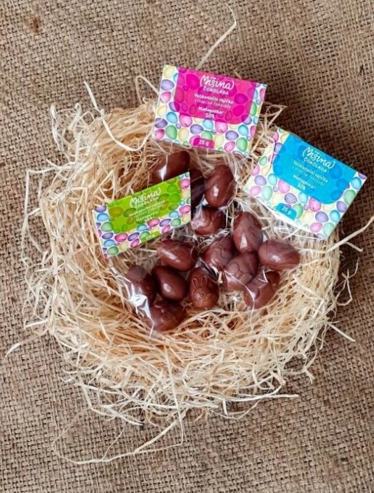 Míšina čokoláda Velikonoční vajíčka zelená, modrá, růžová 25 g