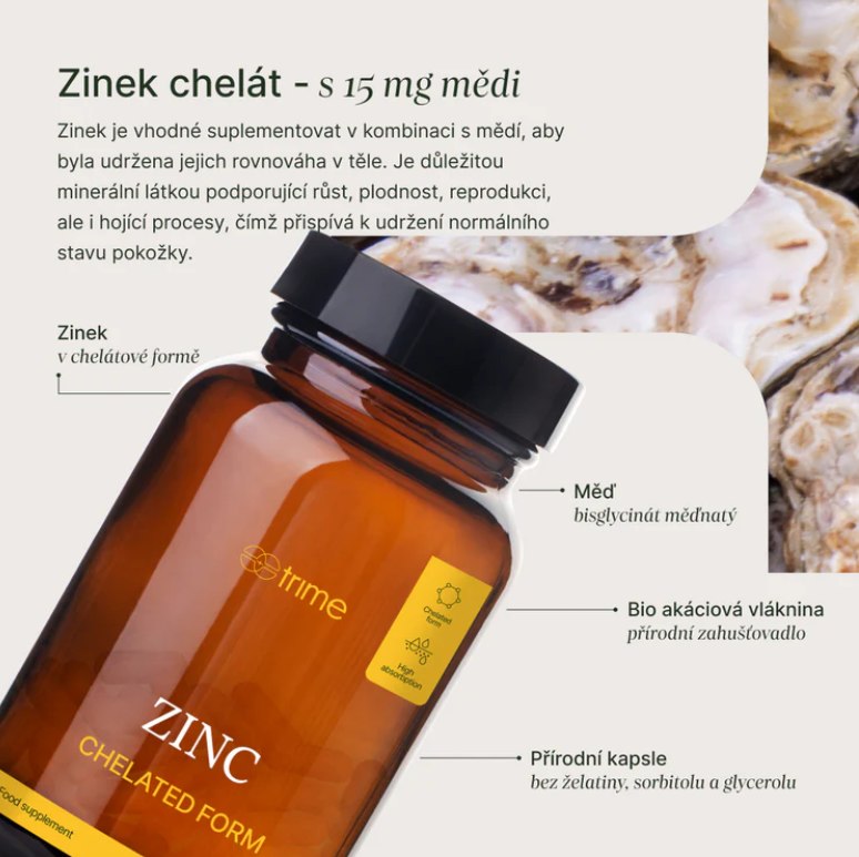 Trime Zinek chelát 15 mg + měď, 90 kapslí