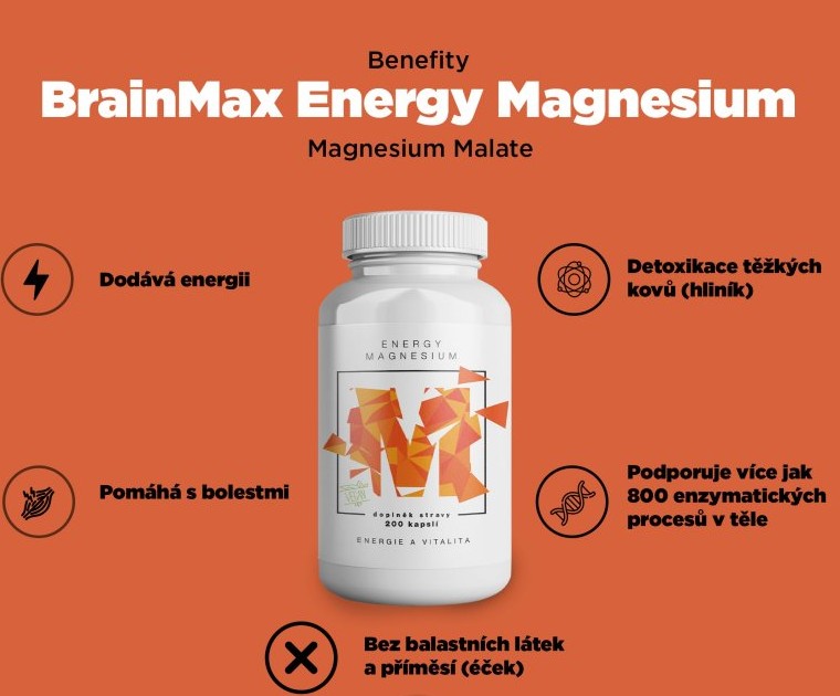 BrainMax Magnesium Energy, 200 kapslí