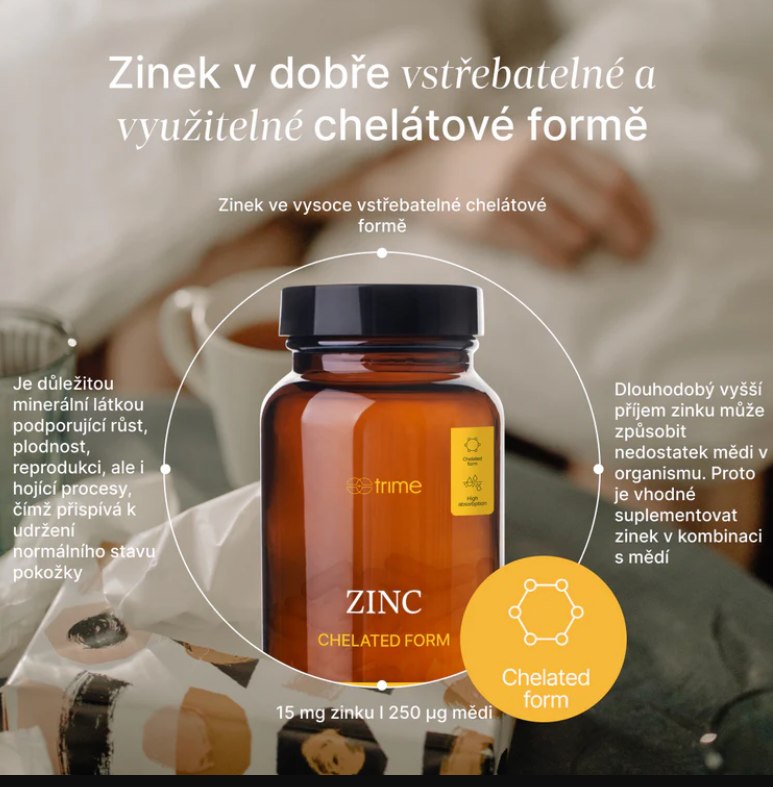 Trime Zinek chelát 15 mg + měď, 90 kapslí