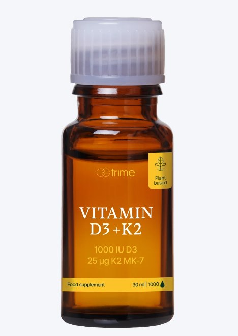 Trime Vitamin D3+K2, 1000 IU D3 / 25 µg K2-MK7, 30 ml
