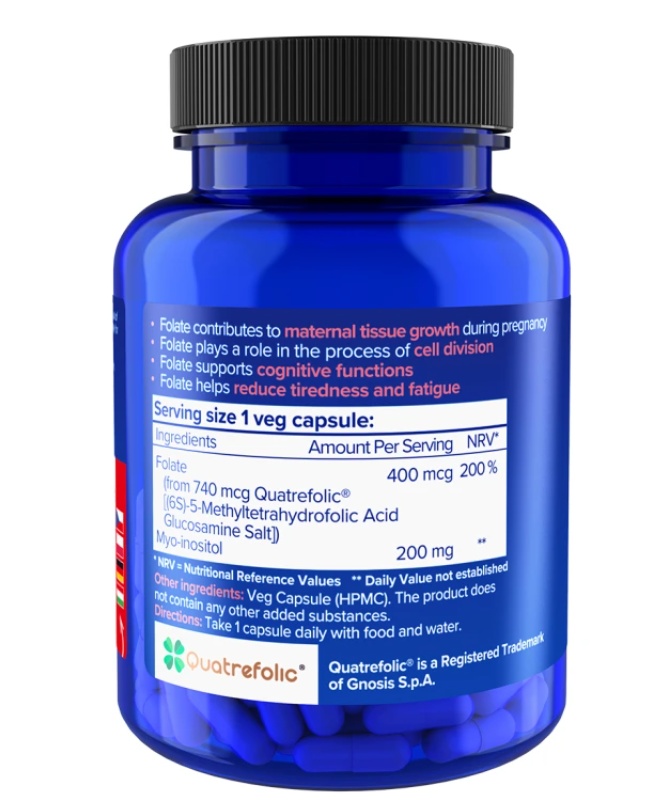 NATIOS Methyl Folate, Aktivní kyselina listová, 400 mcg, 90 kapslí