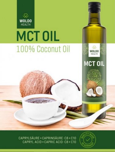 100% MCT olej z kokosového oleje, Woldohealth 500 ml