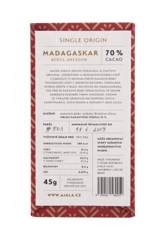 MADAGASKAR AKESSON 70% Ajala čokoláda (single origin) BIO