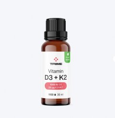 Trime Vitamin D3+K2, 1000 IU D3 / 25 µg K2-MK7