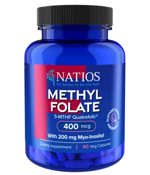 NATIOS Methyl Folate, Aktivní kyselina listová, 400 mcg, 90 kapslí