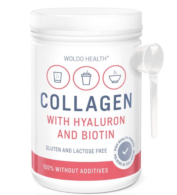 WoldoHealth Kolagen z pastvin s kyselinou hyaluronovou a biotinem 500 g