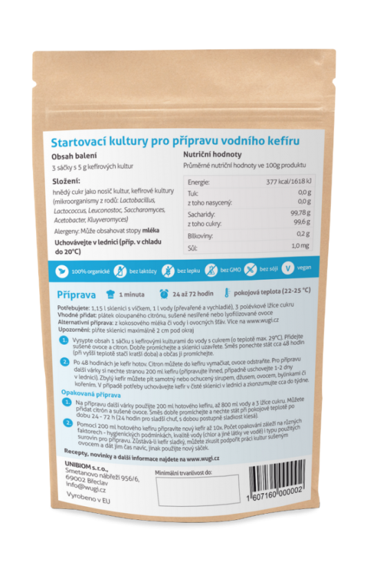 WUGI Vodní kefírové kultury 3x5g