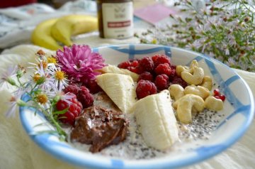 OvernightOats - zdravá nutellová s malinami a kešu