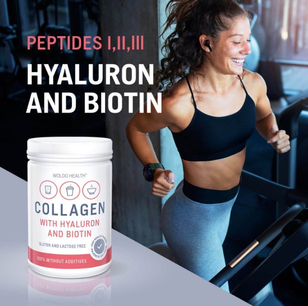 WoldoHealth Kolagen z pastvin s kyselinou hyaluronovou a biotinem 500 g