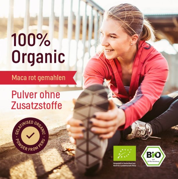 WoldoHealth Maca červená prášek BIO 300 g (hormonální rovnováha, odolnost, plodnost, energie)