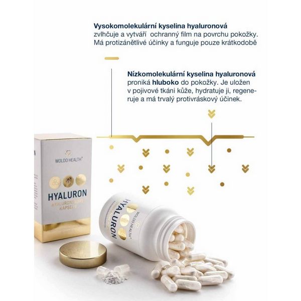 WoldoHealth Kyselina hyaluronová (se zinkem, kolagenem a biotinem) 90 kapslí