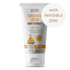 Wooden Spoon Opalovací tělové mléko v tubě Baby & Family SPF 30, 150 ml