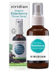 Viridian Elderberry Throat Spray Organic (Sprej do krku BIO), 50 ml
