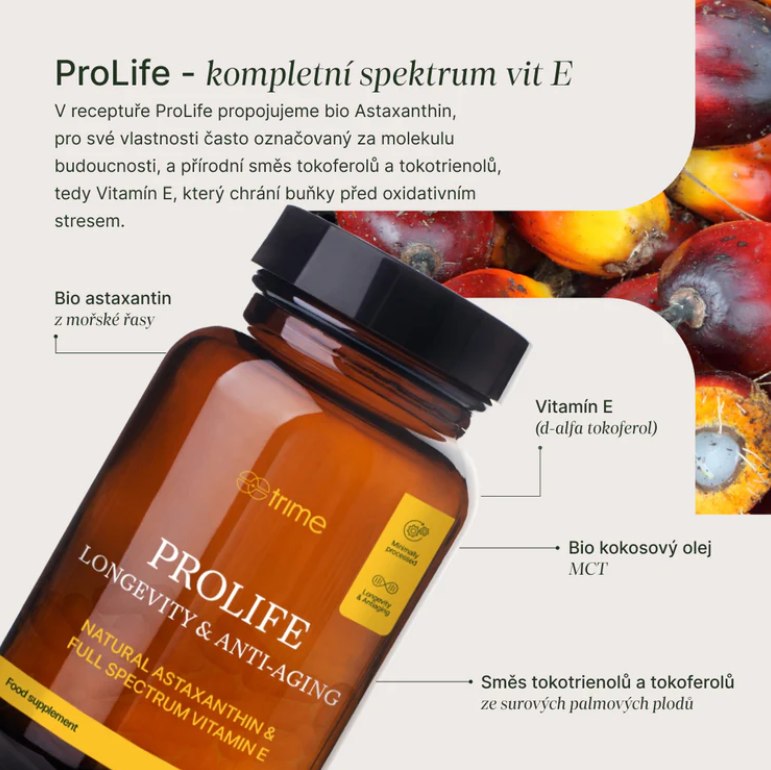 Trime ProLife 60 kapslí (plnospektrální vitamin E a BIO Astaxanthin)