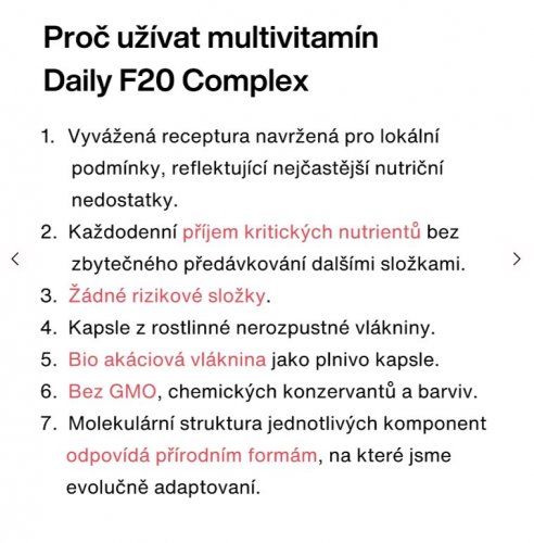 Multivitamin Daily F20 Complex 120 kapslí
