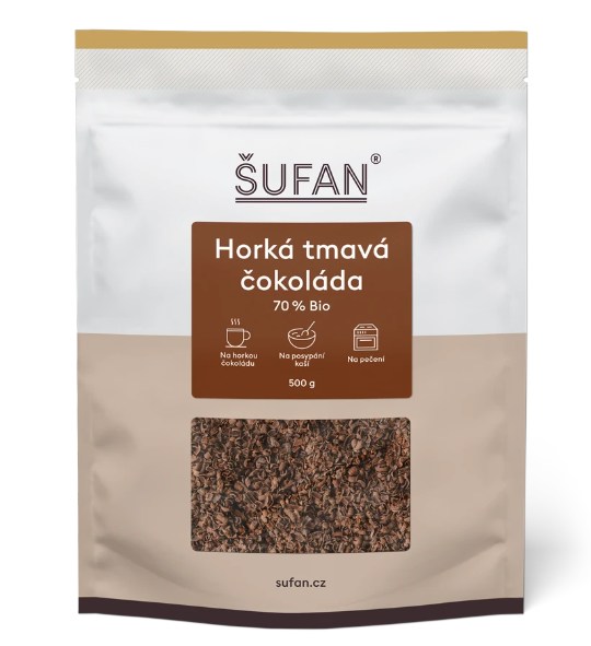Šufan BIO Horká tmavá čokoláda 70 %, 500 g