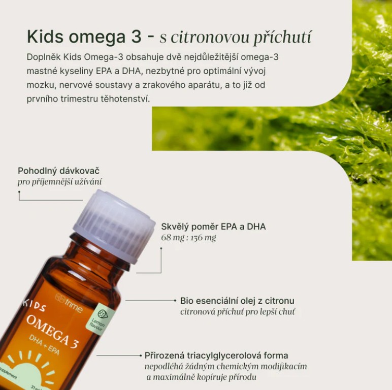 Trime Kids Omega 3, kapky, 31 ml - příchuť: citrón