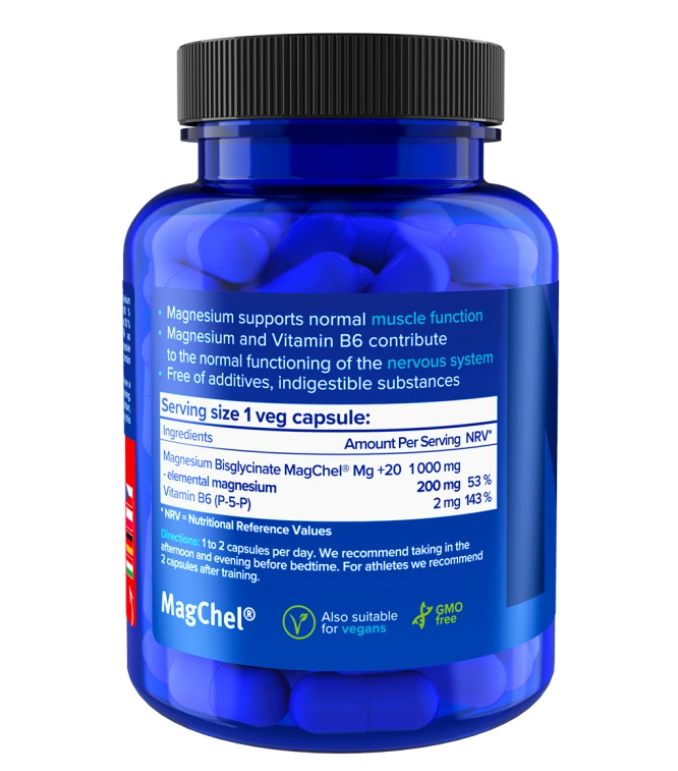 NATIOS Magnesium Bisglycinate 1000 mg + B6, 90 kapslí
