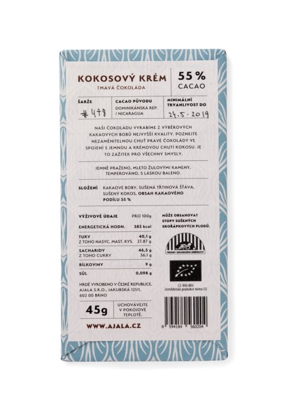 Ajala 55% čokoláda kokosový krém 45 g
