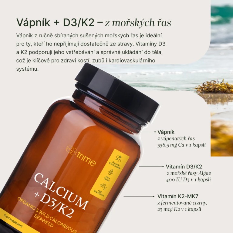 Trime Calcium + D3/K2, 90 kapslí