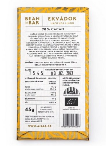 Ajala EKVÁDOR 70% (single origin) čokoláda
