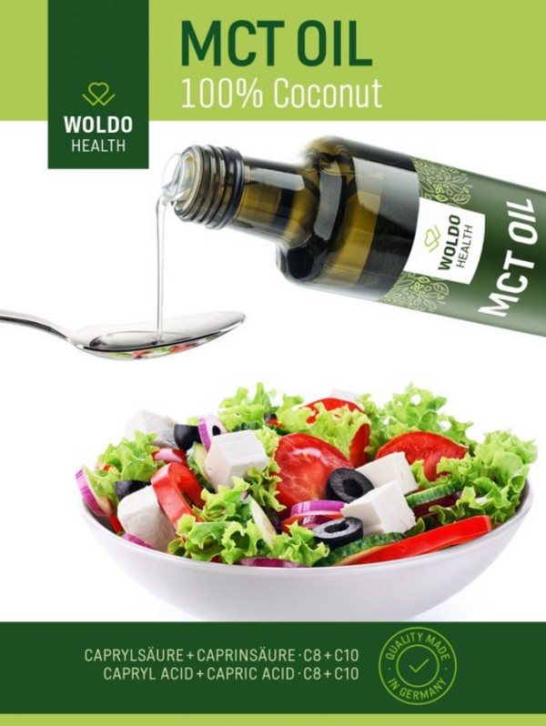 WoldoHealth 100% MCT olej z kokosového oleje, 500 ml