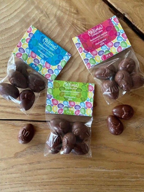 Míšina čokoláda Velikonoční vajíčka zelená, modrá, růžová 25 g - Barva: modrá