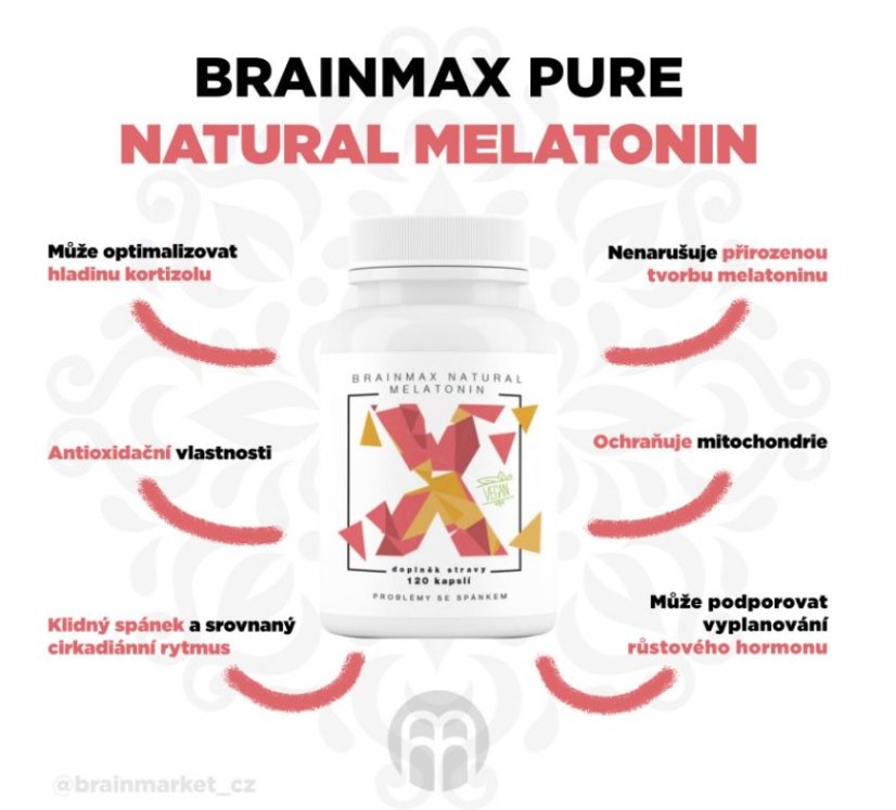 BrainMax Natural Melatonin, 120 kapslí