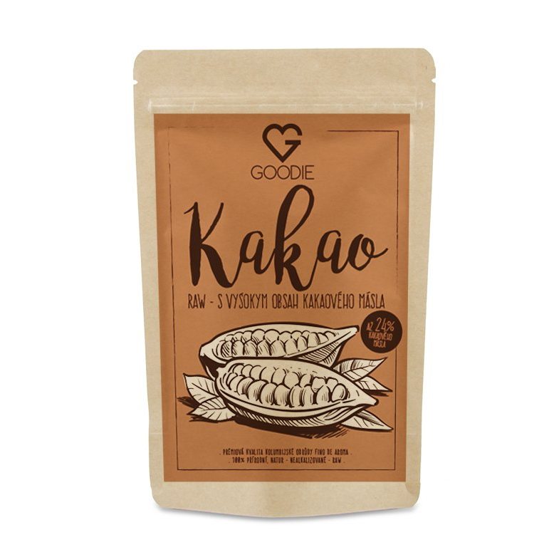 Kvalitní kakao Goodie - RAW, nealkalizované, přírodní www.wugi.cz